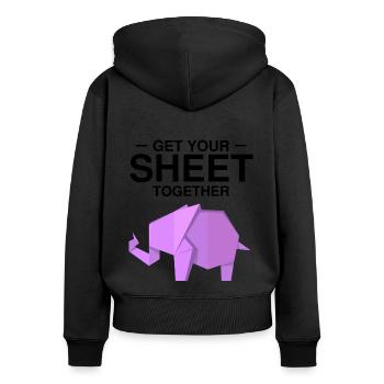 Conception d'origami japonais et origami kirigami - Sweat à capuche zippé Premium bio Femme - noir - Dos - Julia (174cm)
