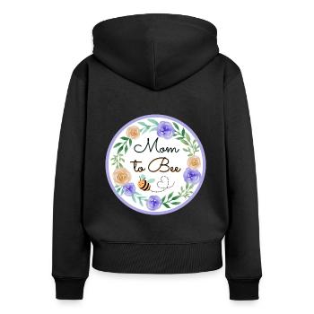 Mom To Bee. Mother's Day Puns. - Women's Premium Organic Zip Hoodie - black - Back - Julia (174cm)
