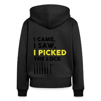 Lock Picking Locking Technician Schlossdienst Design - Women's Premium Organic Zip Hoodie - black - Back - Julia (174cm)