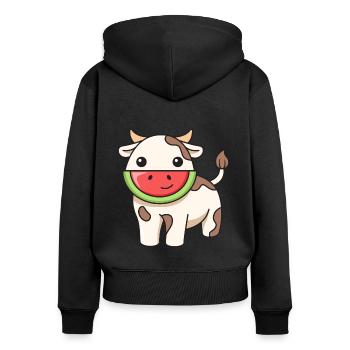 Conception de pastèque de vache pour les amoureux des vaches - Sweat à capuche zippé Premium bio Femme - noir - Dos - Julia (174cm)