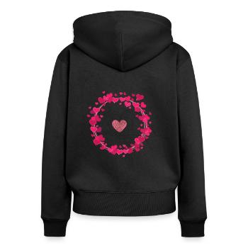 time to love - Sweat à capuche zippé Premium bio Femme - noir - Dos - Julia (174cm)