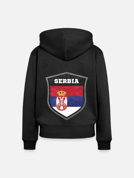 Serbien Schild Logo Emblem - Frauen Premium Bio Zip Hoodie - Schwarz