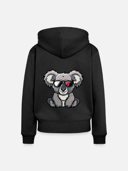 Koala Cool Tier - Frauen Premium Bio Zip Hoodie - Schwarz