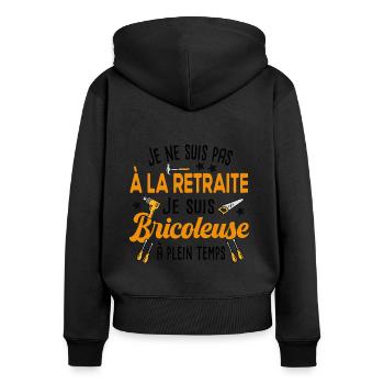 Retraite Bricoleuse Bricolage Cadeau Femme Humour - Sweat à capuche zippé Premium bio Femme - noir - Dos - Julia (174cm)