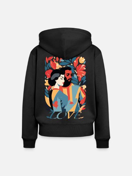 Abstrakte Kunst Mann und Frau - Frauen Premium Bio Zip Hoodie - Schwarz