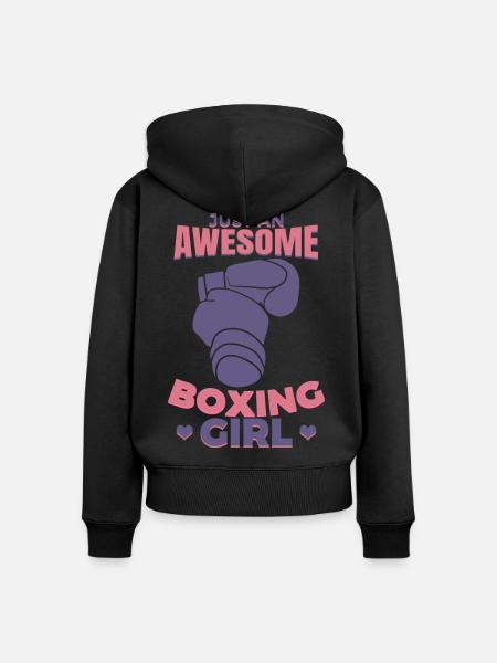 Boxerin - Frauen Premium Bio Zip Hoodie - Schwarz