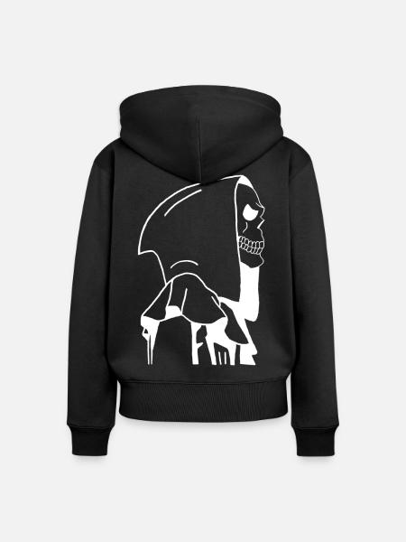 Tod im Profil - Frauen Premium Bio Zip Hoodie - Schwarz