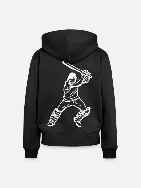 Lustiger Kricketspieler - Frauen Premium Bio Zip Hoodie - Schwarz