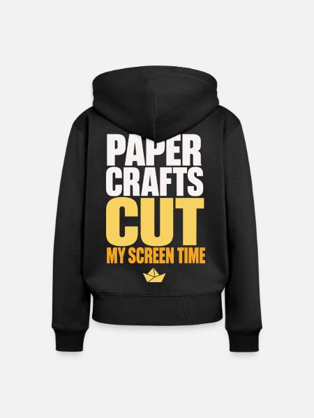 Paper Crafts Cut My Screen Time - Frauen Premium Bio Zip Hoodie - Schwarz