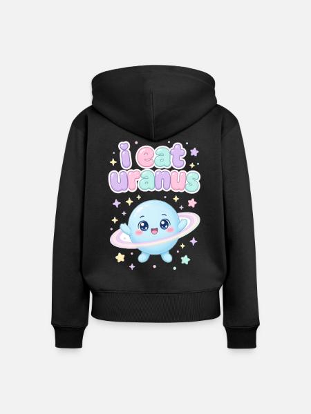 I eat Uranus – kawaii Planet - Frauen Premium Bio Zip Hoodie - Schwarz