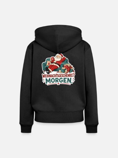 Weihnachtsgeschenke Morgen Cartoon - Frauen Premium Bio Zip Hoodie - Schwarz