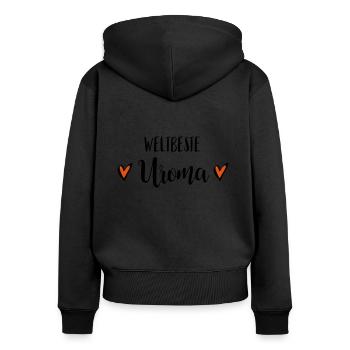 Weltbeste Uroma Uromi Urgroßmutter Geschenk - Frauen Premium Bio Zip Hoodie - Schwarz - Hinten - Julia (174cm)