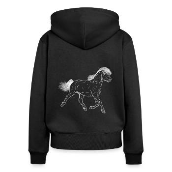 Poulain de cheval - Sweat à capuche zippé Premium bio Femme - noir - Dos - Julia (174cm)