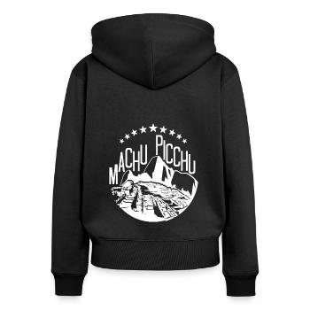 Machu Picchu - Felpa con cappuccio con zip ecologica premium da donna - nero - Retro - Julia (174cm)