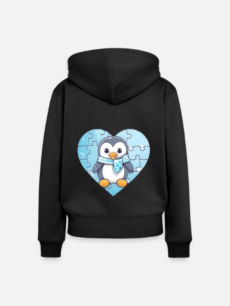 Pinguin Baby - Frauen Premium Bio Zip Hoodie - Schwarz