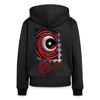 Turkey Stamp - Frauen Premium Bio Zip Hoodie - Schwarz - Hinten - Julia (174cm)