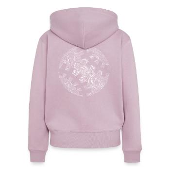 Baseball - Frauen Premium Bio Zip Hoodie - Altrosa - Hinten - Julia (174cm)
