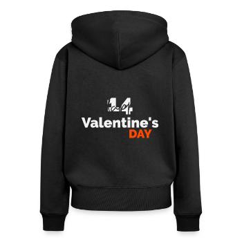 Happy 14th Valentines Day - Frauen Premium Bio Zip Hoodie - Schwarz - Hinten - Julia (174cm)