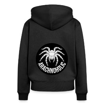 Arachnoholic big hairy tarantula silhouette - Women's Premium Organic Zip Hoodie - black - Back - Julia (174cm)