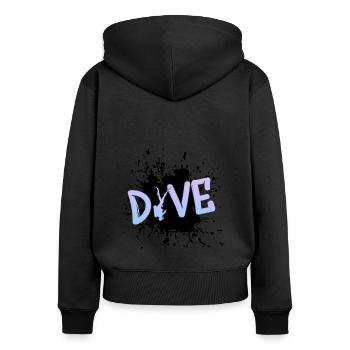 dive - Frauen Premium Bio Zip Hoodie - Schwarz - Hinten - Julia (174cm)