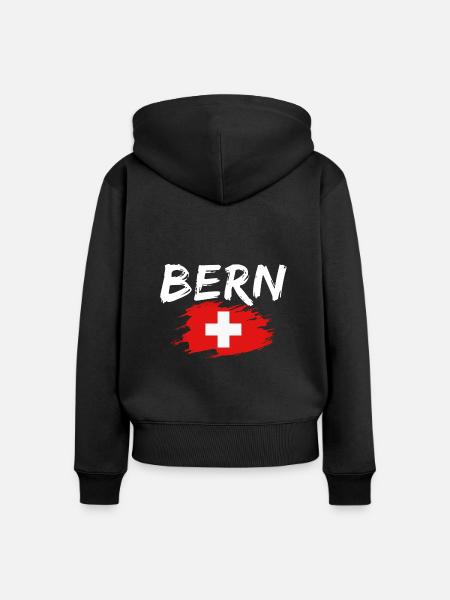 Bern Schweiz Flagge - Frauen Premium Bio Zip Hoodie - Schwarz
