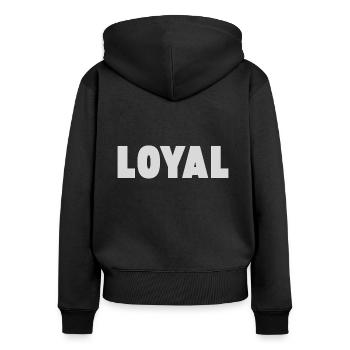 Loyauté loyale - Sweat à capuche zippé Premium bio Femme - noir - Dos - Julia (174cm)