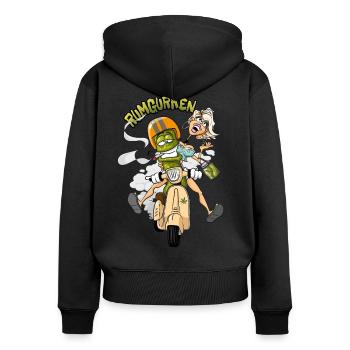 Rumgurken - Frauen Premium Bio Zip Hoodie - Schwarz - Hinten - Julia (174cm)