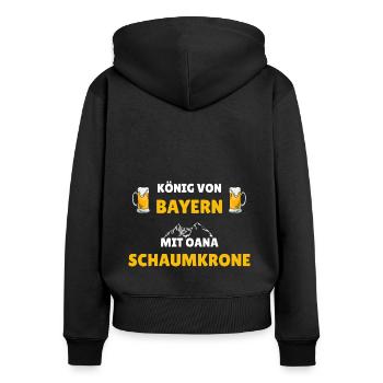 König von Bayern - Bavaria Spruch mit Bier Motiv - Frauen Premium Bio Zip Hoodie - Schwarz - Hinten - Julia (174cm)