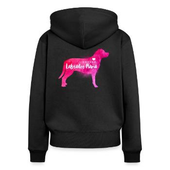 Liebende Labrador Mama - Frauen Premium Bio Zip Hoodie - Schwarz - Hinten - Julia (174cm)