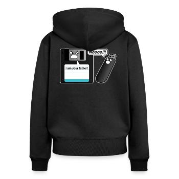 Diskette USB Stick Vater - Frauen Premium Bio Zip Hoodie - Schwarz - Hinten - Julia (174cm)