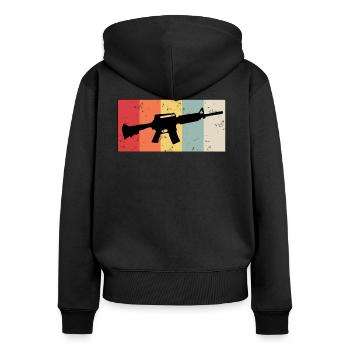 Fusil vintage - Sweat à capuche zippé Premium bio Femme - noir - Dos - Julia (174cm)