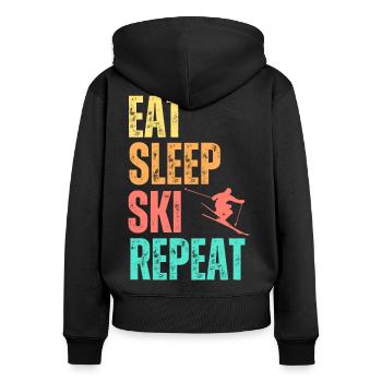 Eat Sleep Ski Repeat - Frauen Premium Bio Zip Hoodie - Schwarz - Hinten - Julia (174cm)