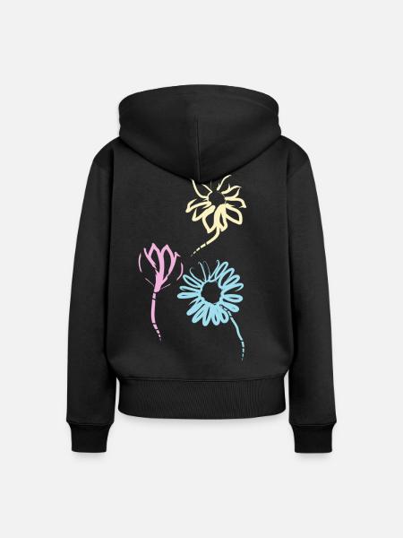 Bunte Blumen der Freundschaft - Frauen Premium Bio Zip Hoodie - Schwarz