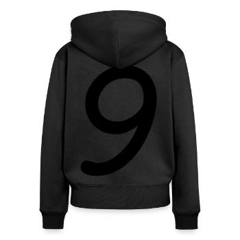 9 - Frauen Premium Bio Zip Hoodie - Schwarz - Hinten - Julia (174cm)