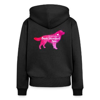 Liebende Berner Sennenhund Mama - Frauen Premium Bio Zip Hoodie - Schwarz - Hinten - Julia (174cm)