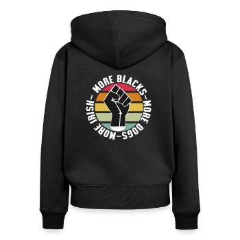 Mehr Schwarze mehr Hunde Mehr Irisch - Frauen Premium Bio Zip Hoodie - Schwarz - Hinten - Julia (174cm)