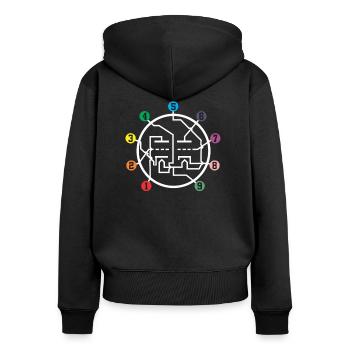 Analoges Vakuumröhren-Pin-Layout Verstärker Audio - Frauen Premium Bio Zip Hoodie - Schwarz - Hinten - Julia (174cm)