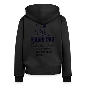 Cadeau père aïkido - Sweat à capuche zippé Premium bio Femme - noir - Dos - Julia (174cm)