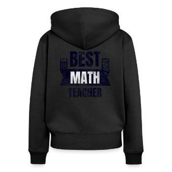 Meilleur cadeau de professeur de mathématiques - Sweat à capuche zippé Premium bio Femme - noir - Dos - Julia (174cm)