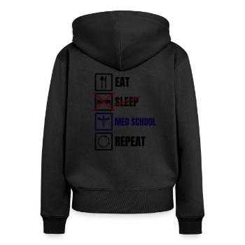 Cadeau étudiant en médecine - Sweat à capuche zippé Premium bio Femme - noir - Dos - Julia (174cm)