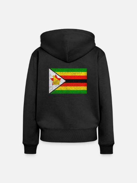 Simbabwe Flagge - Frauen Premium Bio Zip Hoodie - Schwarz