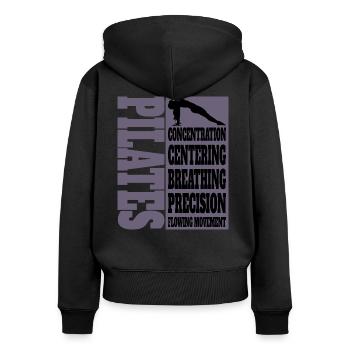 Pilates Concentration Centering Breathing - Women's Premium Organic Zip Hoodie - black - Back - Julia (174cm)