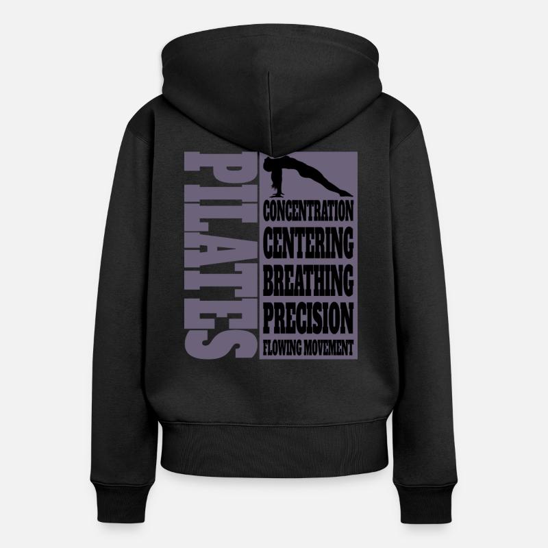 Pilates Concentration Centering Breathing - Women's Premium Organic Zip Hoodie - black