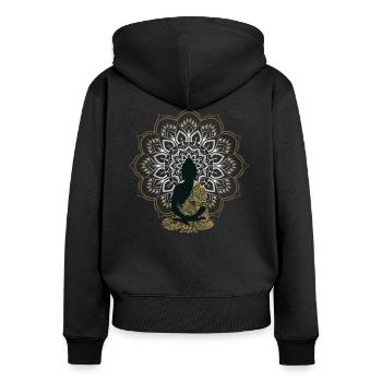 Buddha Mandala Yoga Buddhismus - Frauen Premium Bio Zip Hoodie - Schwarz - Hinten - Julia (174cm)