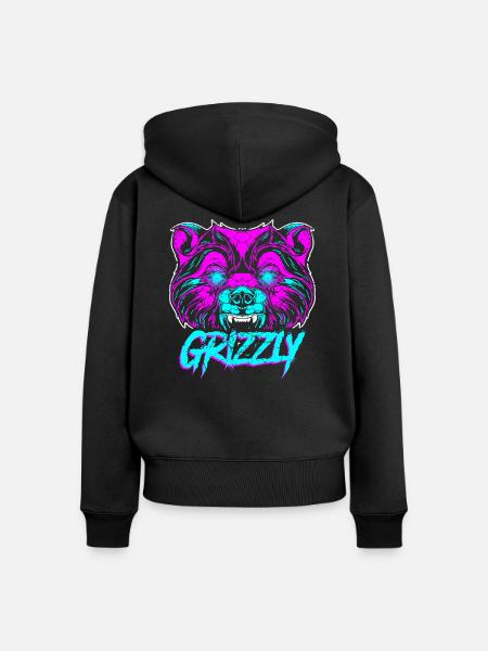 Grizzly Bär - Frauen Premium Bio Zip Hoodie - Schwarz
