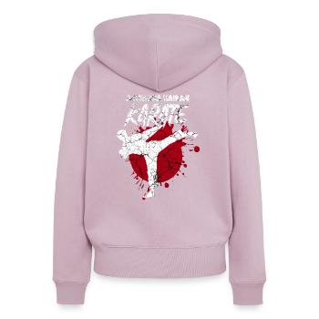 Ashihara Kaikan Karaté Arts Martiaux - Sweat à capuche zippé Premium bio Femme - rose poudré - Dos - Julia (174cm)
