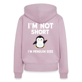Im not short, i am penguins size - Frauen Premium Bio Zip Hoodie - Altrosa - Hinten - Julia (174cm)