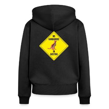 Pas de kangourous en Autriche - Sweat à capuche zippé Premium bio Femme - noir - Dos - Julia (174cm)