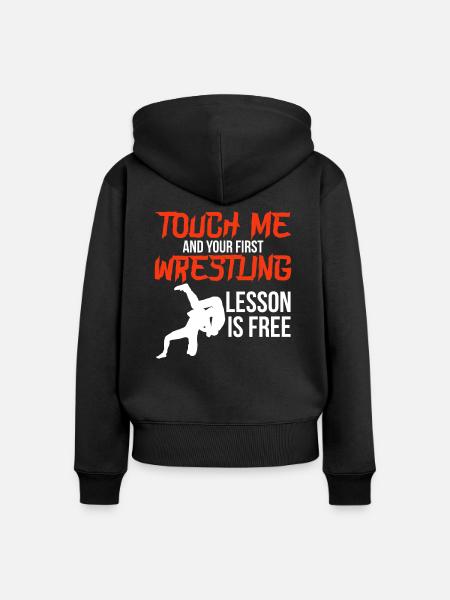 Geschenkidee für Ringer - Frauen Premium Bio Zip Hoodie - Schwarz