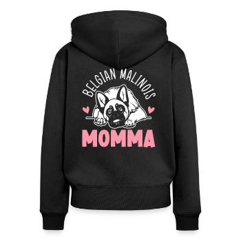 Belge Malinois Momma Mothers Day Best Mom Ever - Sweat à capuche zippé Premium bio Femme - noir - Dos - Julia (174cm)